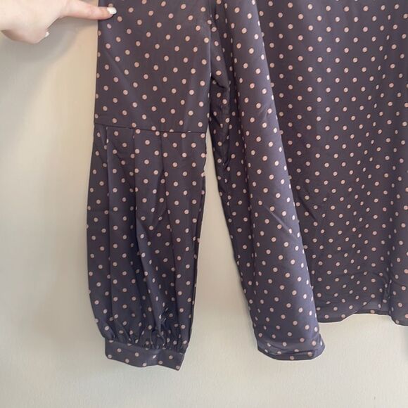 J.O.A. Los Angeles Mauve Dot Blouse Size Large - Picture 3 of 7